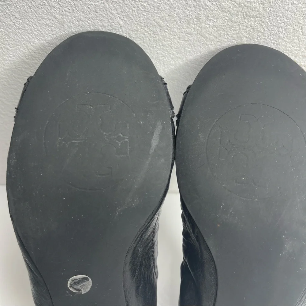 Tory Burch Black Ambrose Mestico Finni Leather Ballet Flat Size 5.5 Classic